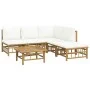 6-piece garden furniture set made of bamboo with cream white cushions by vidaXL, Garden sets - Ref: Foro24-3155199, Price: 57...