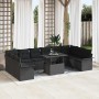 Conjunto de sofá de jardín con cojín 11 pcs Negro Poliratán
