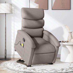 Sillón reclinable de masaje elevable tela gris taupé Sillón reclinable de masaje elevable tela gris taupé