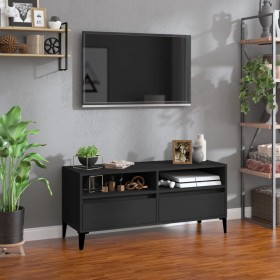 Mueble de TV madera contrachapada negro 100x34,5x44,5 cm