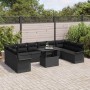 Conjunto de sofá de jardín con cojín 11 pcs Negro Poliratán