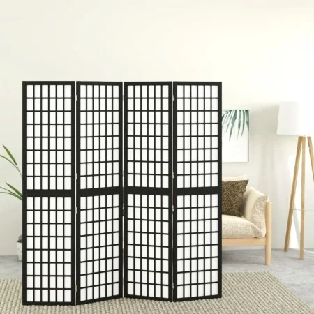Folding screen with 4 panels black Japanese style 160x170 cm by vidaXL, Room dividers - Ref: Foro24-352080, Price: 151,15 €, ...