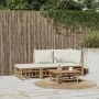 Gartenmöbel-Set 3-teilig aus Bambus und cremeweißen Kissen von vidaXL, Gartensets - Ref: Foro24-3155204, Preis: 357,17 €, Rab...