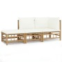 Garden furniture set 3 pieces bamboo and cream white cushions by vidaXL, Garden sets - Ref: Foro24-3155204, Price: 361,91 €, ...