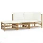 Garden furniture set 3 pieces bamboo and cream white cushions by vidaXL, Garden sets - Ref: Foro24-3155204, Price: 357,17 €, ...
