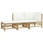 Garden furniture set 3 pieces bamboo and cream white cushions by vidaXL, Garden sets - Ref: Foro24-3155204, Price: 357,17 €, ...