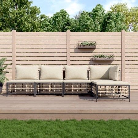 Gartenmöbel-Set 5-teilig, Kissen anthrazit, PE-Rattan von vidaXL, Outdoor-Sofas - Ref: Foro24-3186734, Preis: 390,45 €, Rabat...