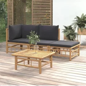 4-piece bamboo garden furniture set with dark gray cushions by vidaXL, Garden sets - Ref: Foro24-3155208, Price: 293,58 €, Di...