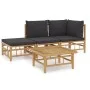4-teiliges Gartenmöbel-Set aus Bambus mit dunkelgrauen Kissen von vidaXL, Gartensets - Ref: Foro24-3155208, Preis: 293,09 €, ...