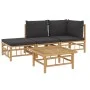 4-teiliges Gartenmöbel-Set aus Bambus mit dunkelgrauen Kissen von vidaXL, Gartensets - Ref: Foro24-3155208, Preis: 293,09 €, ...