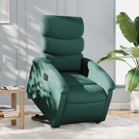 Sillón eléctrico reclinable elevable de tela verde oscuro en Sillones | Comprar online en Foro24