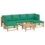 7-piece bamboo garden furniture set with green cushions by vidaXL, Garden sets - Ref: Foro24-3155165, Price: 509,43 €, Discou...