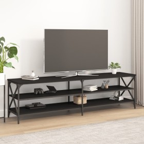 Mueble de TV madera contrachapada negro 180x40x50 cm