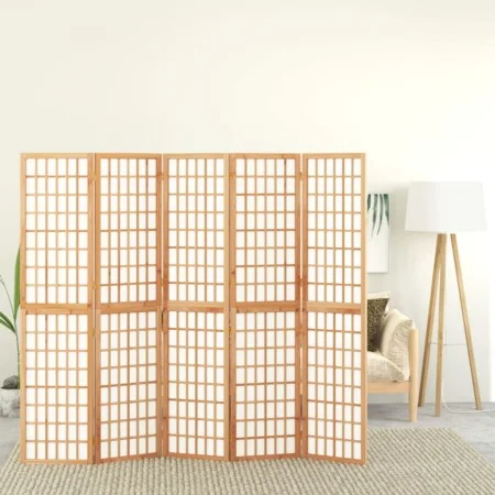 Folding screen with 5 Japanese style panels 200x170 cm by vidaXL, Room dividers - Ref: Foro24-352085, Price: 185,12 €, Discou...