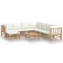 Garden furniture set 9 pieces bamboo and cream white cushions by vidaXL, Garden sets - Ref: Foro24-3155196, Price: 1,00 €, Di...