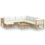Set de muebles de jardín 9 piezas bambú y cojines blanco crema de vidaXL, Conjuntos de jardín - Ref: Foro24-3155196, Precio: ...