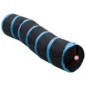 Túnel para gatos con forma de S poliéster negro y azul 122 cm