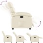 Sillón reclinable eléctrico de cuero sintético crema