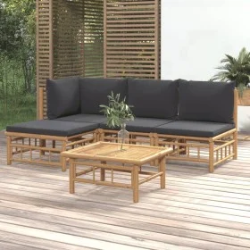 5-piece bamboo garden furniture set with dark gray cushions by vidaXL, Garden sets - Ref: Foro24-3155209, Price: 392,94 €, Di...