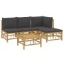5-teiliges Gartenmöbel-Set aus Bambus mit dunkelgrauen Kissen von vidaXL, Gartensets - Ref: Foro24-3155209, Preis: 392,44 €, ...