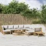Set de muebles de jardín 12 piezas bambú y cojines gris claro de vidaXL, Conjuntos de jardín - Ref: Foro24-3155099, Precio: 1...