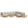 Set de muebles de jardín 12 piezas bambú y cojines gris claro de vidaXL, Conjuntos de jardín - Ref: Foro24-3155099, Precio: 1...