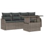 Conjunto de sofá de jardín con cojín 5 pcs Gris Poliratán