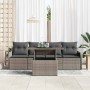 Conjunto de sofá de jardín con cojín 5 pcs Gris Poliratán