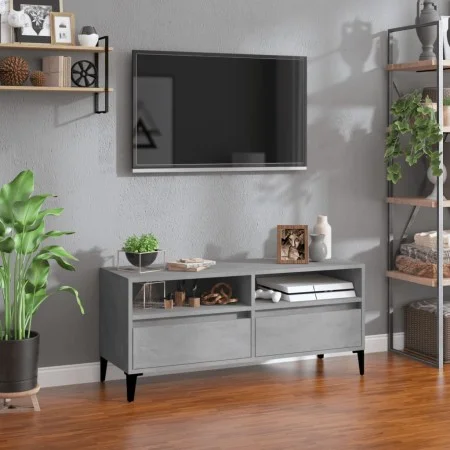 Mueble de TV madera contrachapada gris hormigón 100x34,5x44,5cm de vidaXL, Muebles TV - Ref: Foro24-831905, Precio: 57,23 €, ...