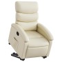 Sillón reclinable elevable cuero artificial color crema