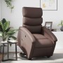 Sillón reclinable elevable cuero sintético marrón