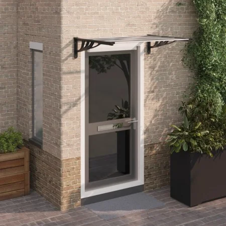 Black and transparent polycarbonate door canopy 122x90 cm by vidaXL, Awnings - Ref: Foro24-153683, Price: 56,25 €, Discount: %
