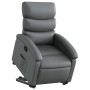 Sillón reclinable elevable cuero artificial gris