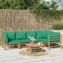 6-teiliges Gartenmöbel-Set aus Bambus mit grünen Kissen von vidaXL, Gartensets - Ref: Foro24-3155169, Preis: 460,45 €, Rabatt: %
