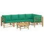 6-piece bamboo garden furniture set with green cushions by vidaXL, Garden sets - Ref: Foro24-3155169, Price: 460,50 €, Discou...