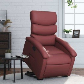 Sillón reclinable elevable cuero artificial rojo tinto Sillón reclinable elevable cuero artificial rojo tinto