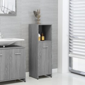 Armario de baño madera contrachapada gris Sonoma 30x30x95 cm