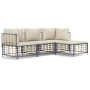 Gartenmöbel-Set 4-teilig und anthrazitgraue PE-Rattankissen von vidaXL, Outdoor-Sofas - Ref: Foro24-3186738, Preis: 324,86 €,...