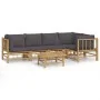 Set de muebles de jardín 6 piezas bambú con cojines gris oscuro de vidaXL, Conjuntos de jardín - Ref: Foro24-3155233, Precio:...