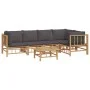 6-teiliges Gartenmöbel-Set aus Bambus mit dunkelgrauen Kissen von vidaXL, Gartensets - Ref: Foro24-3155233, Preis: 550,07 €, ...