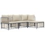 Gartenmöbel-Set 4-teilig und anthrazitgraue PE-Rattankissen von vidaXL, Outdoor-Sofas - Ref: Foro24-3186738, Preis: 324,86 €,...