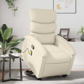 Sillón reclinable de masaje de pie cuero artificial color crema Sillón reclinable de masaje de pie cuero artificial color crema