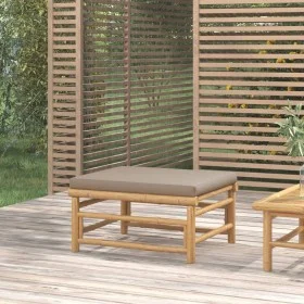 Bamboo garden footstool with taupe gray cushion by vidaXL, Modular outdoor sofas - Ref: Foro24-362288, Price: 86,88 €, Discou...
