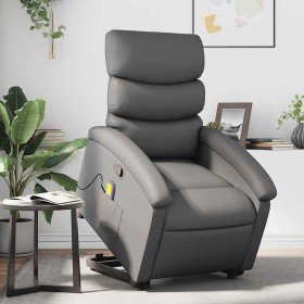 Sillón reclinable de masaje de pie cuero artificial gris Sillón reclinable de masaje de pie cuero artificial gris