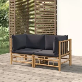 Garden corner sofas 2 units bamboo with dark gray cushions by vidaXL, Garden sets - Ref: Foro24-3155214, Price: 221,51 €, Dis...