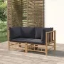 Garten-Ecksofas 2 Stück Bambus mit dunkelgrauen Kissen von vidaXL, Gartensets - Ref: Foro24-3155214, Preis: 221,51 €, Rabatt: %