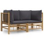 Garden corner sofas 2 units bamboo with dark gray cushions by vidaXL, Garden sets - Ref: Foro24-3155214, Price: 224,18 €, Dis...