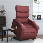 Sillón reclinable de masaje de pie cuero artificial rojo tinto