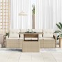 Conjunto de sofá de jardín con cojín 5 pcs Beige Poliratán