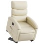 Sillón reclinable elevable eléctrico de cuero sintético crema